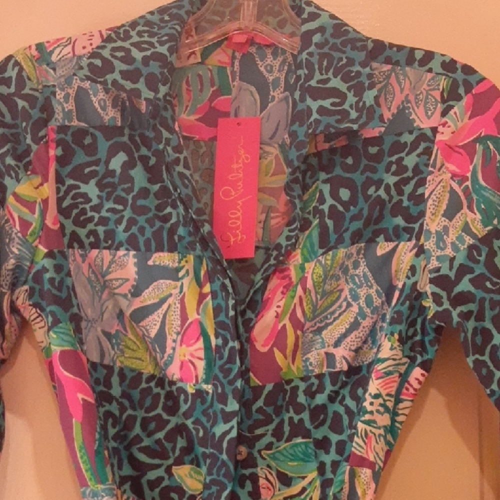 Lilly Pulitzer Multi-Color Tropical Print Shirt Dress NWT